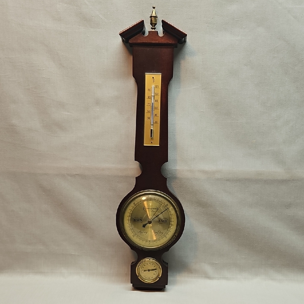 Vintage Wood Weather Station Theromometer Barometer Hygrometer